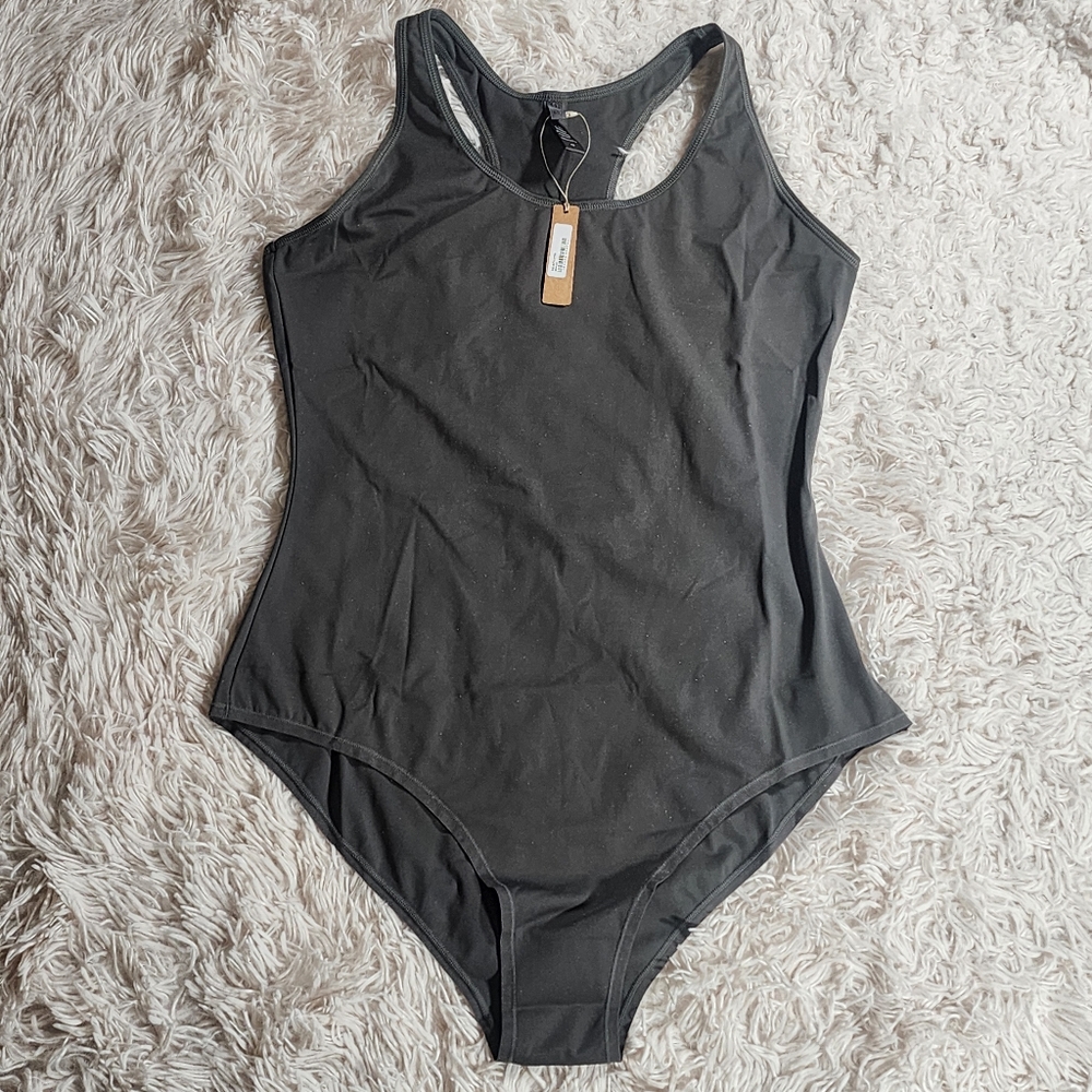 SKIMS Utility Sport Scoop Neck Bodysuit GUNMETAL 3X, 4X NWT